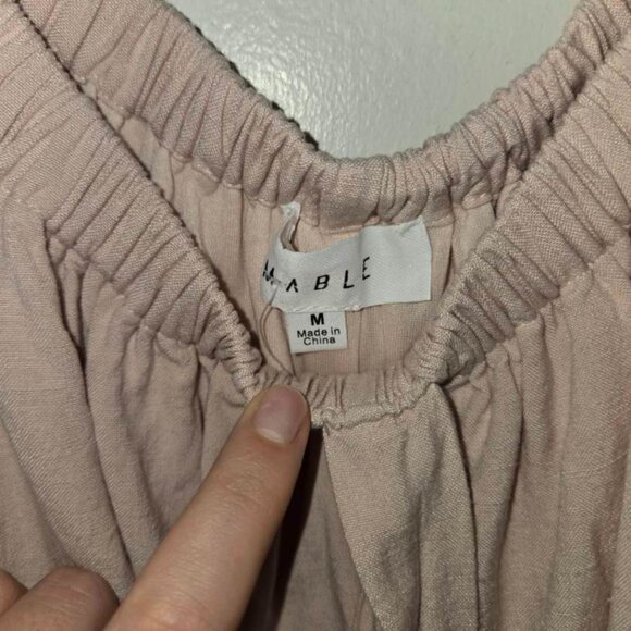 Mable‎ Anthropologie Romper Pink Cottage Core Pockets Size M Boho Easter - Picture 3 of 7